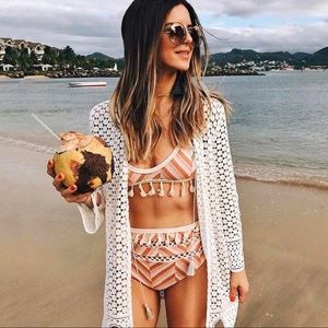 Tularosa Elle pink tassel swim set